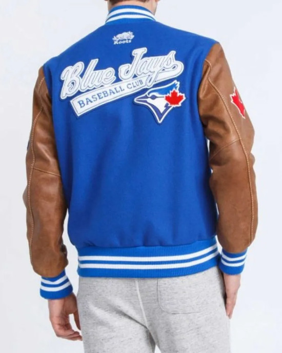 Toronto Blue Jays Varsity Blue and Brown Jacket Toronto Blue Jays Varsity Blue and Brown Jacket