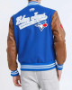 Toronto Blue Jays Varsity Blue and Brown Jacket Toronto Blue Jays Varsity Blue and Brown Jacket