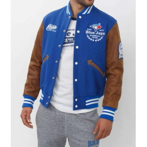 Toronto Blue Jays Varsity Blue and Brown Jacket