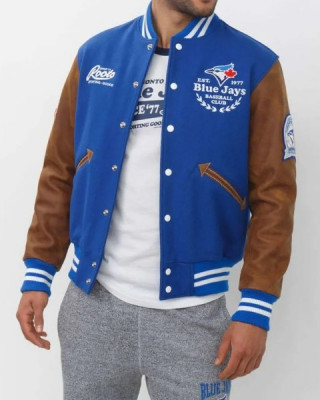 Toronto Blue Jays Varsity Blue and Brown Jacket