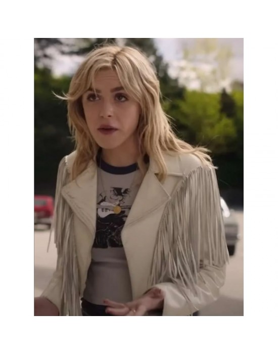 Totally Killer Kiernan Shipka Fringe Leather Jacket