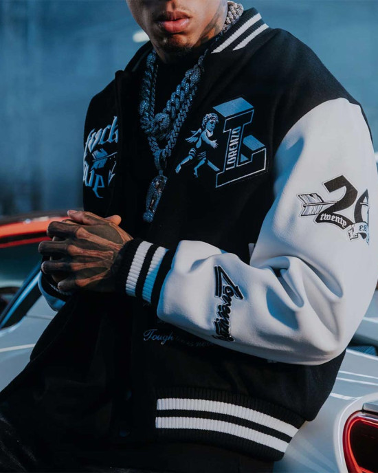 Tough Love Black and White Varsity Jacket Tough Love Black and White Varsity Jacket