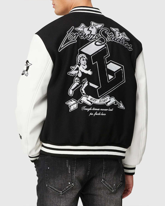Tough Love Black and White Varsity Jacket Tough Love Black and White Varsity Jacket