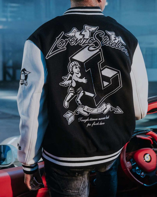Tough Love Black and White Varsity Jacket Tough Love Black and White Varsity Jacket