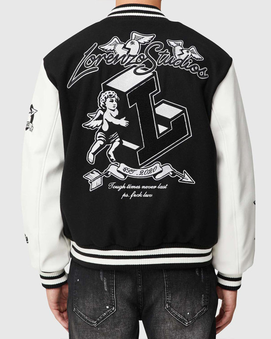 Tough Love Black and White Varsity Jacket Tough Love Black and White Varsity Jacket