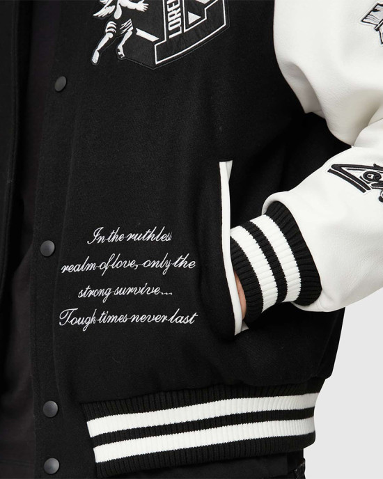 Tough Love Black and White Varsity Jacket Tough Love Black and White Varsity Jacket