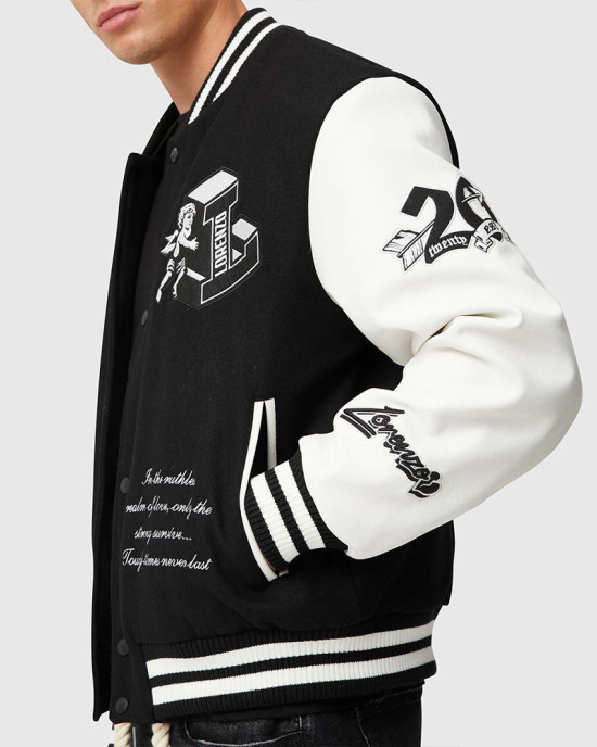 Tough Love Black and White Varsity Jacket Tough Love Black and White Varsity Jacket