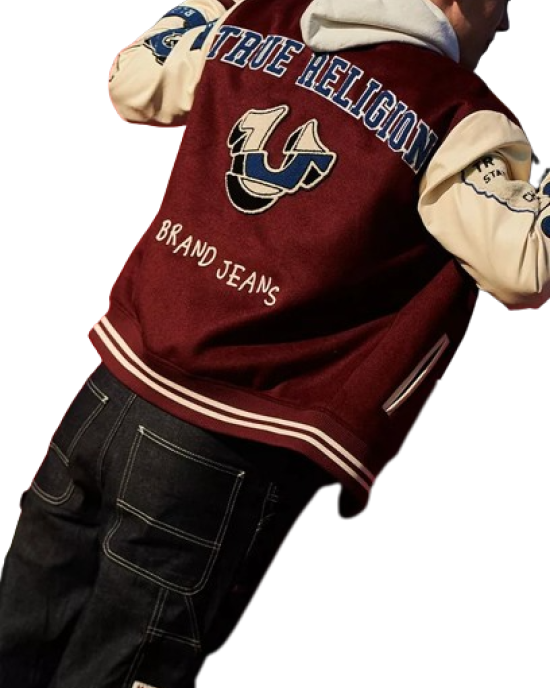 True Religion Maroon Wool And Leather Varsity Jacket True Religion Maroon Wool And Leather Varsity Jacket