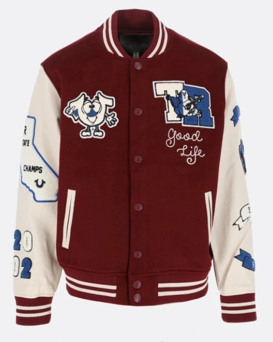 True Religion Maroon Wool And Leather Varsity Jacket True Religion Maroon Wool And Leather Varsity Jacket