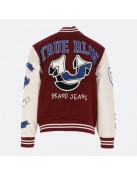 True Religion Maroon Wool And Leather Varsity Jacket