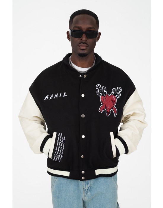 Trust Over Love Black Varsity Jacket