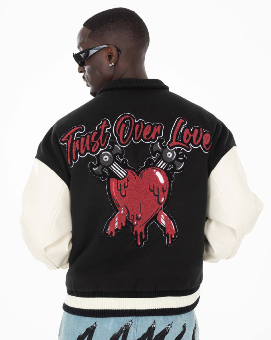 Trust Over Love Black Varsity Jacket Trust Over Love Black Varsity Jacket