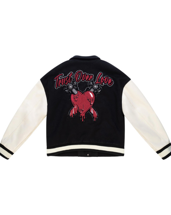 Trust Over Love Black Varsity Jacket Trust Over Love Black Varsity Jacket
