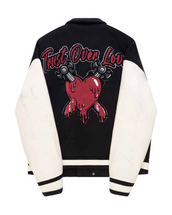 Trust Over Love Black Varsity Jacket Trust Over Love Black Varsity Jacket