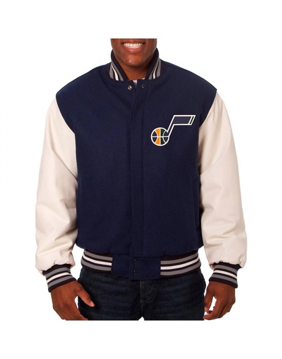 Utah Jazz Varsity Navy and White Jacket