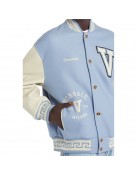 V Felted-Wool and Leather Varsity Jacket