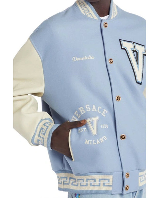 V Felted-Wool and Leather Varsity Jacket V Felted-Wool and Leather Varsity Jacket