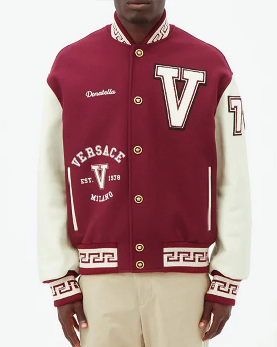 V Felted-Wool and Leather Varsity Jacket V Felted-Wool and Leather Varsity Jacket