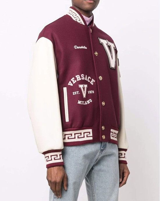 V Felted-Wool and Leather Varsity Jacket V Felted-Wool and Leather Varsity Jacket