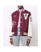 V Felted-Wool and Leather Varsity Jacket