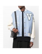 V Felted-Wool and Leather Varsity Jacket