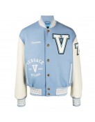 V Felted-Wool and Leather Varsity Jacket