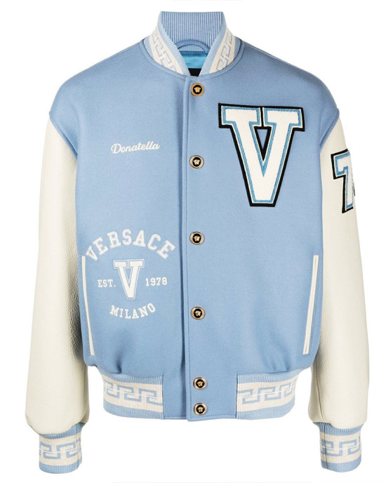 V Felted-Wool and Leather Varsity Jacket V Felted-Wool and Leather Varsity Jacket