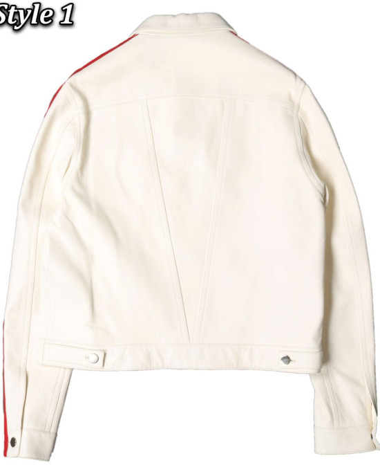 V Sample Striped Genuine Leather Jacket V Sample Striped Genuine Leather Jacket