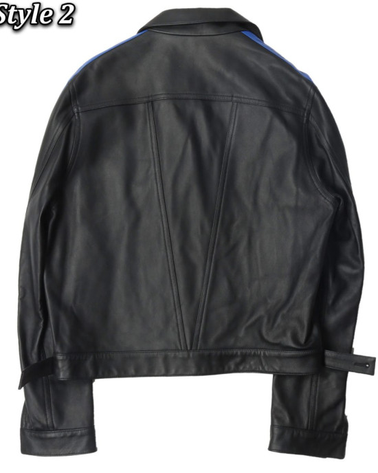 V Sample Striped Genuine Leather Jacket V Sample Striped Genuine Leather Jacket