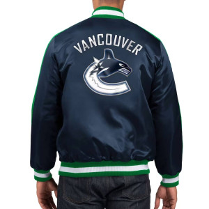 Vancouver Canucks O-Line Navy Varsity Satin Jacket