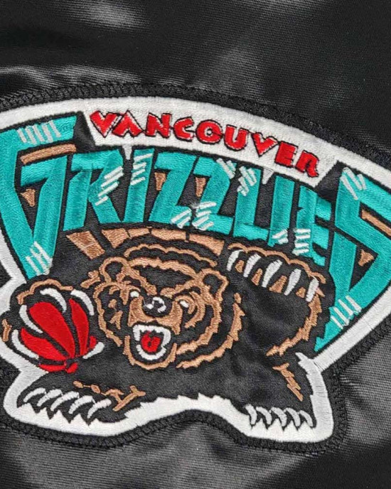 Vancouver Grizzlies Teddy Black Varsity Satin Jacket Vancouver Grizzlies Teddy Black Varsity Satin Jacket