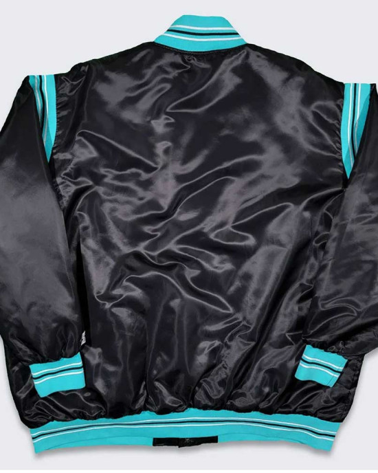 Vancouver Grizzlies Teddy Black Varsity Satin Jacket Vancouver Grizzlies Teddy Black Varsity Satin Jacket