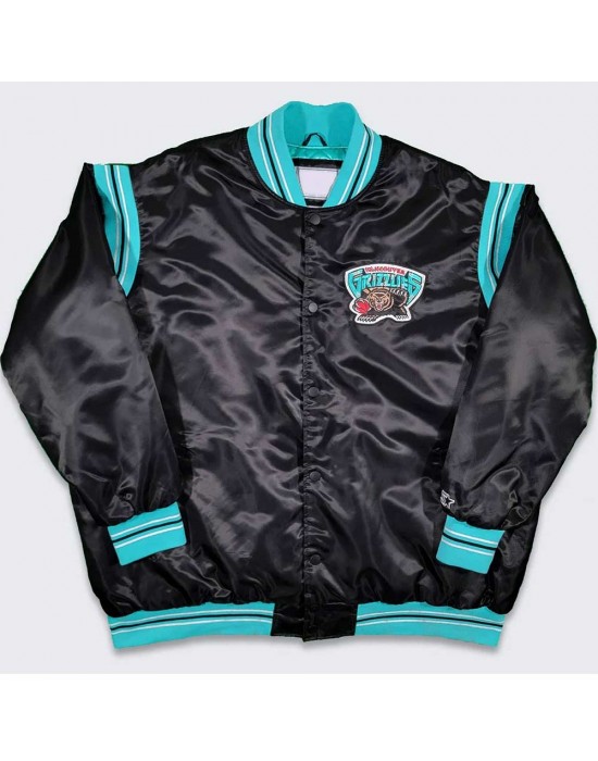 Vancouver Grizzlies Teddy Black Varsity Satin Jacket