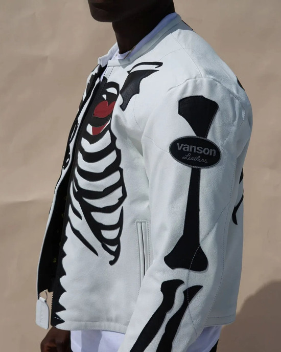Vanson Skeleton White Real Leather Jacket Vanson Skeleton White Real Leather Jacket