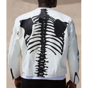 Vanson Skeleton White Real Leather Jacket