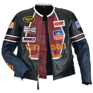 Vanson Star Black Real Leather Jacket