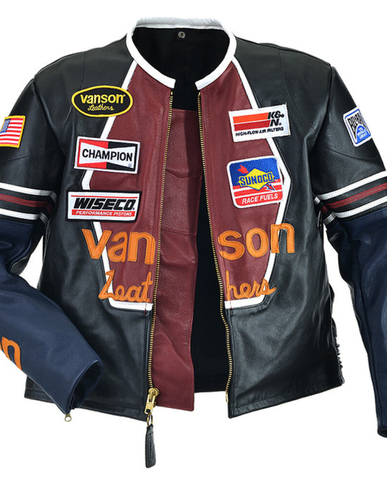 Vanson Star Black Real Leather Jacket