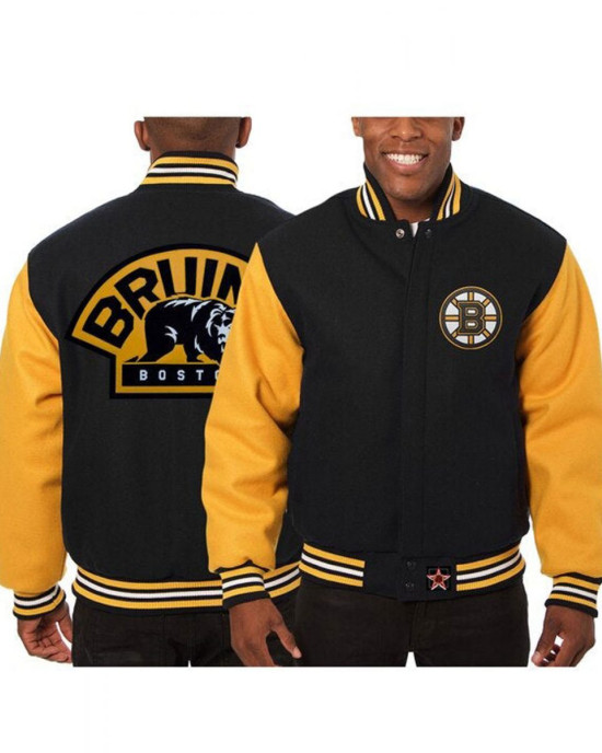 Varsity Boston Bruins Black and Yellow Wool Jacket Varsity Boston Bruins Black and Yellow Wool Jacket