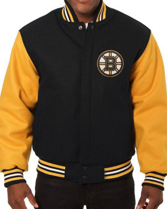 Varsity Boston Bruins Black and Yellow Wool Jacket Varsity Boston Bruins Black and Yellow Wool Jacket