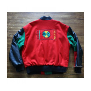 Varsity Cross Color Red and Green Jacket