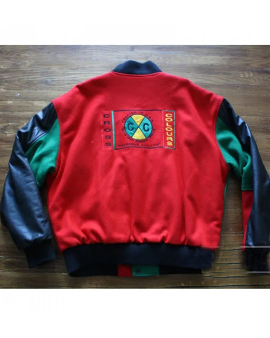 Varsity Cross Color Red and Green Jacket Varsity Cross Color Red and Green Jacket