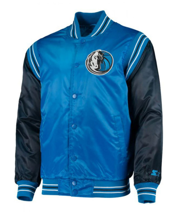 Varsity Dallas Mavericks Blue Satin Jacket Varsity Dallas Mavericks Blue Satin Jacket