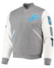 Varsity Detroit Lions Grey and White Jacket Varsity Detroit Lions Grey and White Jacket