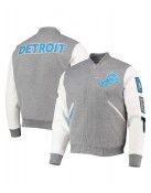 Varsity Detroit Lions Grey and White Jacket