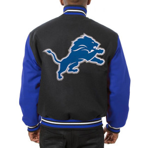 Varsity Detroit Lions Royal Blue and Black Wool Jacket