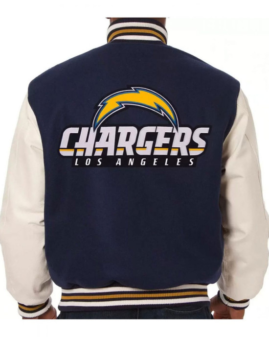 Varsity LA Chargers Navy and White Wool/Leather Jacket Varsity LA Chargers Navy and White Wool/Leather Jacket