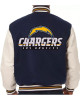 Varsity LA Chargers Navy and White Wool/Leather Jacket Varsity LA Chargers Navy and White Wool/Leather Jacket