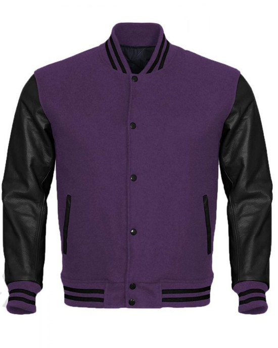 Varsity Letterman Black and Purple Jacket Varsity Letterman Black and Purple Jacket