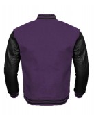 Varsity Letterman Black and Purple Jacket