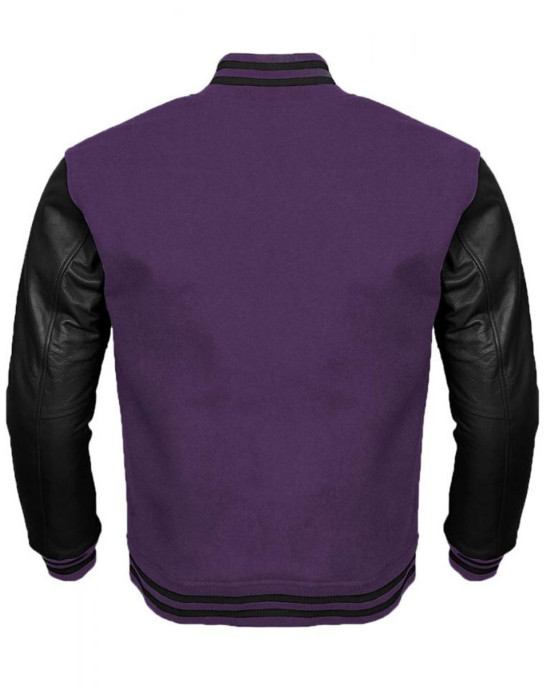 Varsity Letterman Black and Purple Jacket Varsity Letterman Black and Purple Jacket